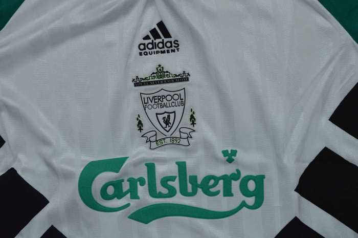 Retro Jersey 1993-1995 Liverpool RUSH 9 Away White Soccer Jersey Vintage Football Shirt