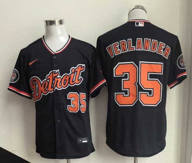 Detroit Tigers VERLANDER 35 Black MLB Cool Jersey Baseball Shirt