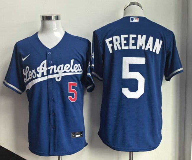 New Los Angeles Dodgers 5 FREEMAN Blue MLB Jersey Baseball Shirt