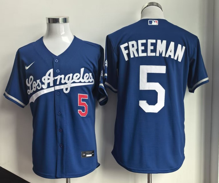 New Los Angeles Dodgers 5 FREEMAN Blue MLB Jersey Baseball Shirt