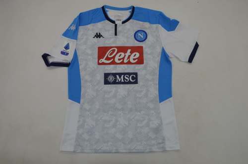 with Serie A Patch Retro Jersey 2019-2020 Calcio Napoli Away White Soccer Jersey Napoles Vintage Football Shirt