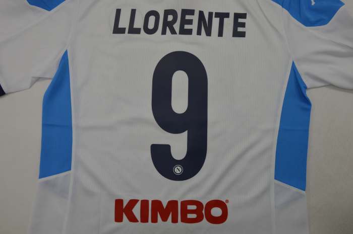 with Serie A Patch Retro Jersey 2019-2020 Calcio Napoli LLORENTE 9 Away White Soccer Jersey Napoles Vintage Football Shirt
