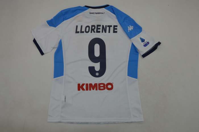 with Serie A Patch Retro Jersey 2019-2020 Calcio Napoli LLORENTE 9 Away White Soccer Jersey Napoles Vintage Football Shirt
