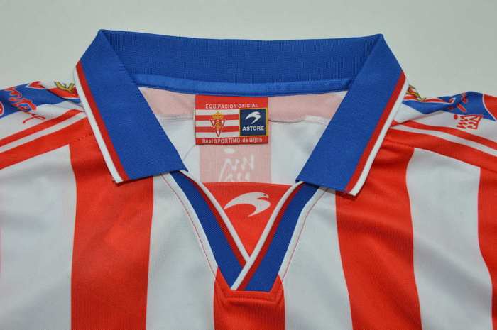 with LFP Patch Retro Jersey 1999-2000 Sporting Gijon LEDIAKHOV 10 Home Soccer Jersey Vintage Football Shirt