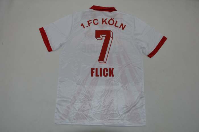 Retro Jersey 1990-1991 1. FC Köln FLICK 7 Home Soccer Jersey Koln Fooball Shirt