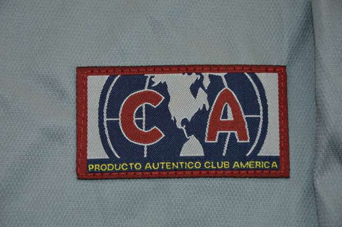 with FMF Patch Long Sleeve Retro Jersey 2001-2002 Club America Aguilas I.ZAMORANO 9 Third Away Grey Soccer Jersey Vintage Football Shirt