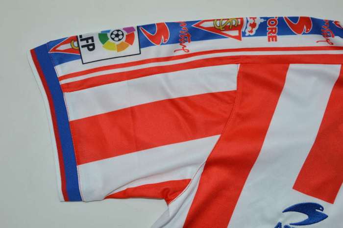 with LFP Patch Retro Jersey 1999-2000 Sporting Gijon LEDIAKHOV 10 Home Soccer Jersey Vintage Football Shirt