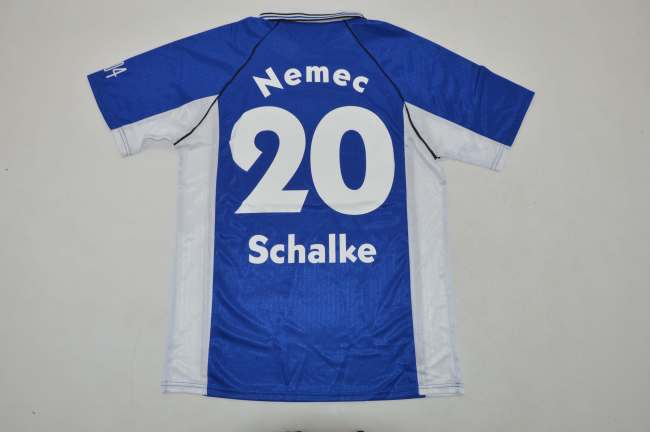 Retro Jersey 1998-2000 Schalke 04 NEMEC 20 Home Soccer Jersey Vintage Football Shirt