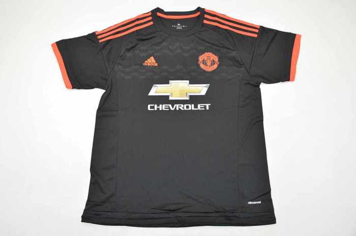 Retro Jersey 2015-2016 Manchester United RONALDO 7 Third Away Black Soccer Jersey Vintage Football Shirt