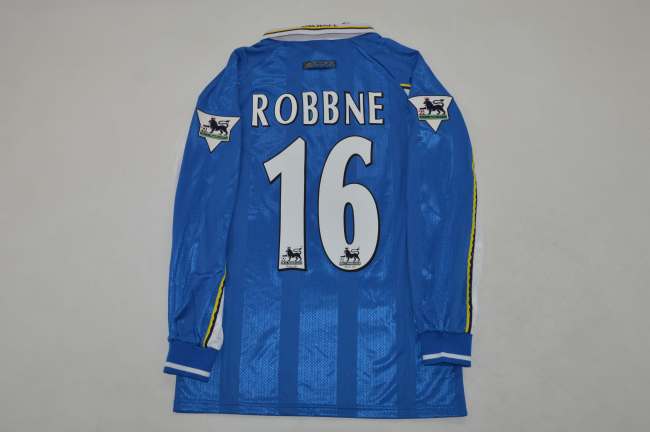 with EPL Patch Long Sleeve Retro Jersey 1997-1999 Chelsea ROBBEN 16 Home Soccer Jersey Vintage Football Shirt