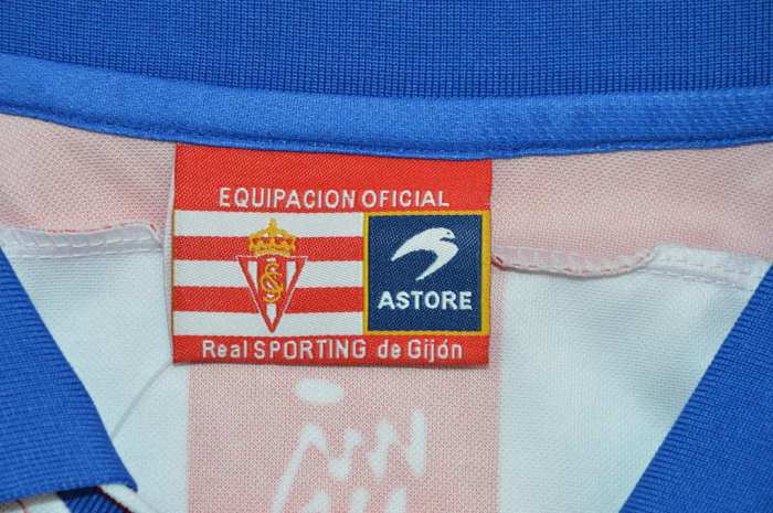with LFP Patch Retro Jersey 1999-2000 Sporting Gijon LEDIAKHOV 10 Home Soccer Jersey Vintage Football Shirt