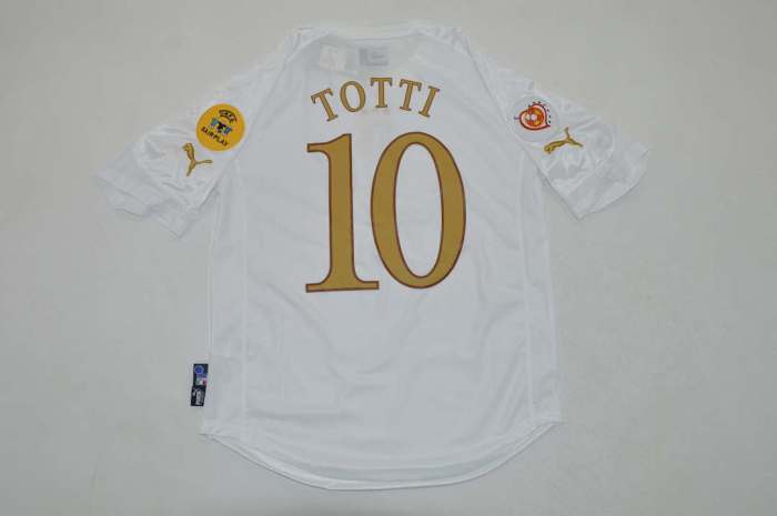 with Patch Retro Jersey 2004 Italy TOTTI 10 Away White Soccer Jersey Vintage Football Shirt