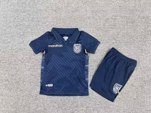 Youth Uniform Kids Kit Ecuador 2026 Away Dark Blue Soccer Jersey Shorts Child Football Set