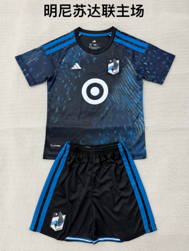 Youth Uniform Kids Kit 2026-2027 Minnesota United Home Soccer Jersey Shorts Child Football Set