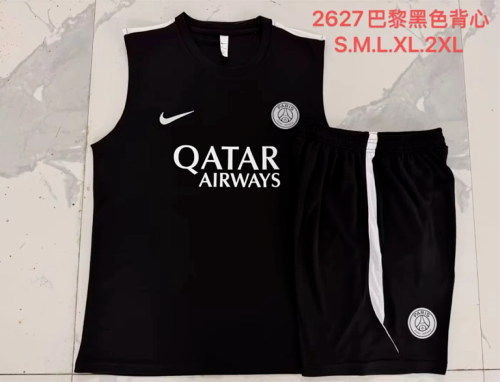 Adult Uniform 2026-2027 PSG Black Soccer Training Vest and Shorts Paris Football Kits