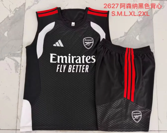 Adult Uniform 2026-2027 Arsenal Black/White Soccer Training Vest and Shorts Football Kits