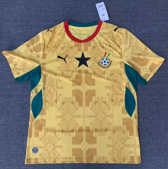 Fan Version 2026 Ghana Away Yellow/Green Soccer Jersey Football Shirt