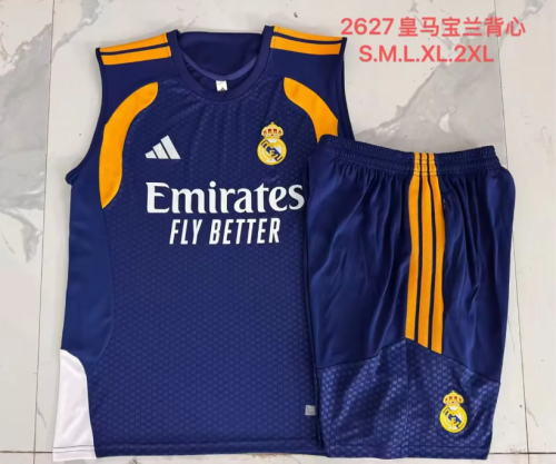 Adult Uniform 2026-2027 Real Madrid Dark Blue Soccer Training Vest and Shorts Football Kits