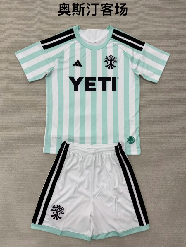 Youth Uniform Kids Kit 2026-2027 Austin Away Soccer Jersey Shorts Child Football Set