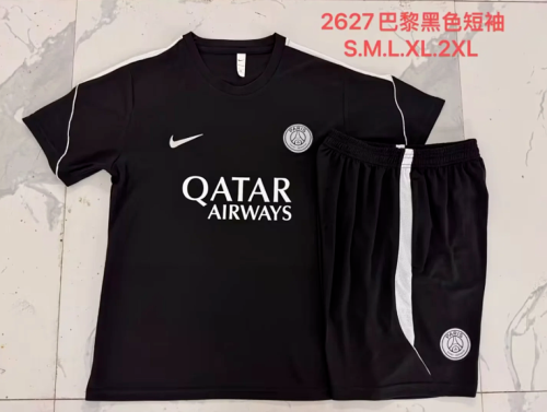 Adult Uniform 2026-2026 PSG Black Soccer Training Jersey and Shorts Paris Football Kits