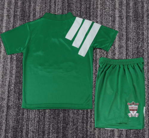 Retro Youth Uniform Kids Kit 1992-1993 Liverpool Away Green Soccer Jersey Shorts Vintage Child Football Set