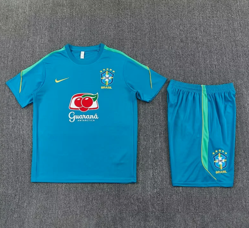 Adult Uniform 2026 Brazil Blue Soccer Training Jersey and Shorts Football Kits