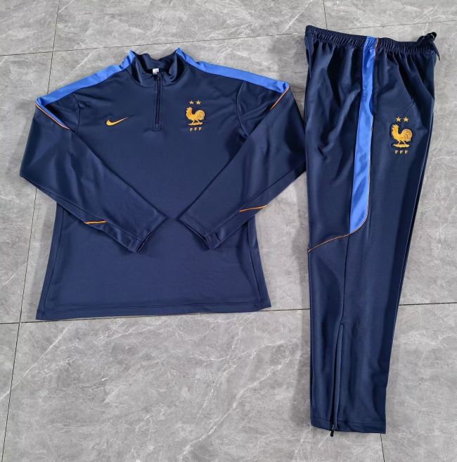 2026-2027 France Dark Blue Soccer Training Sweater and Pants Football Kit