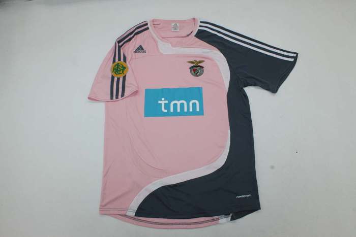 with Patch Retro Jersey 2007-2008 SL Benfica SEPSI 33 Away Pink Soccer Jersey Vintage Football Shirt