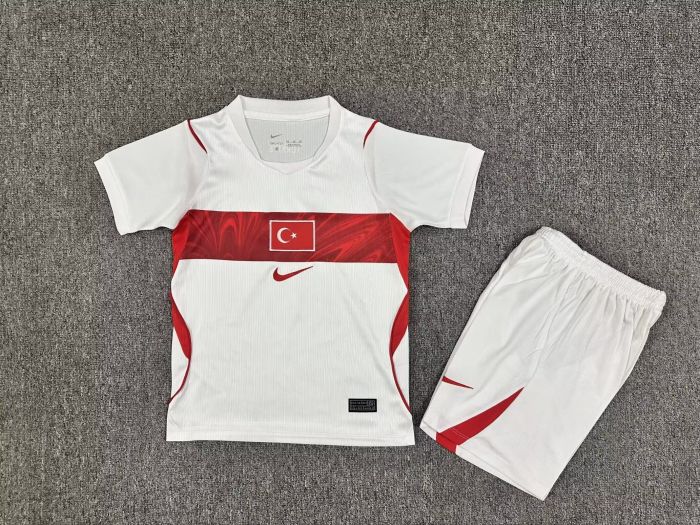 Youth Uniform Kids Kit 2026 Turkey Home Soccer Jersey Shorts Child Football Set