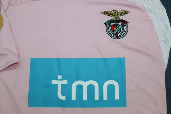 with Patch Retro Jersey 2007-2008 SL Benfica SEPSI 33 Away Pink Soccer Jersey Vintage Football Shirt