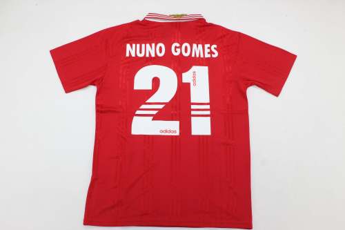 Retro Jersey 1997-1998 SL Benfica NUNO GOMES 21 Home Soccer Jersey Vintage Football Shirt