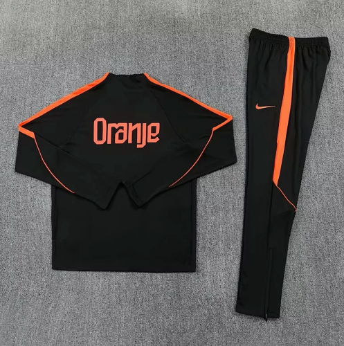 2026-2027 Netherlands Black/Orange Soccer Training Sweater and Pants Football Kit