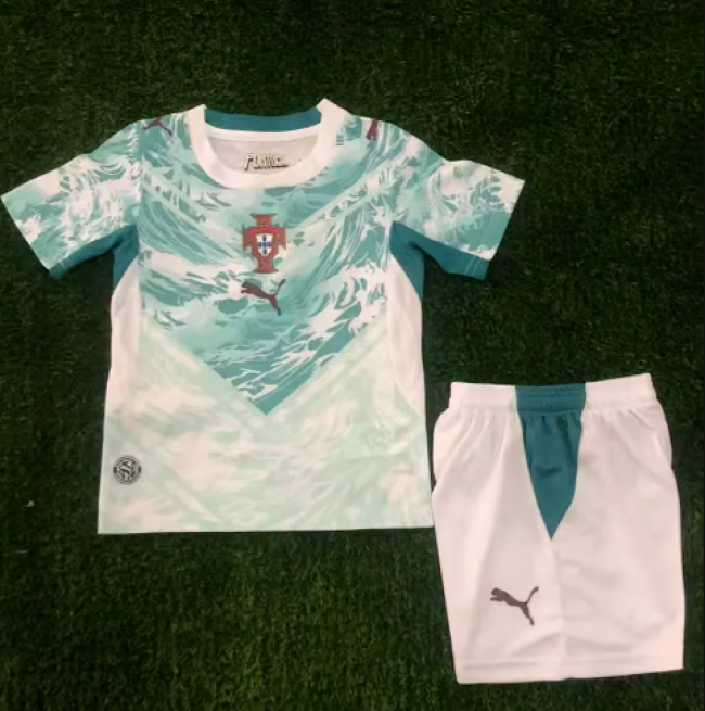 Youth Uniform Kids Kit 2026 Portugal Away Soccer Jersey Shorts Child Football Set
