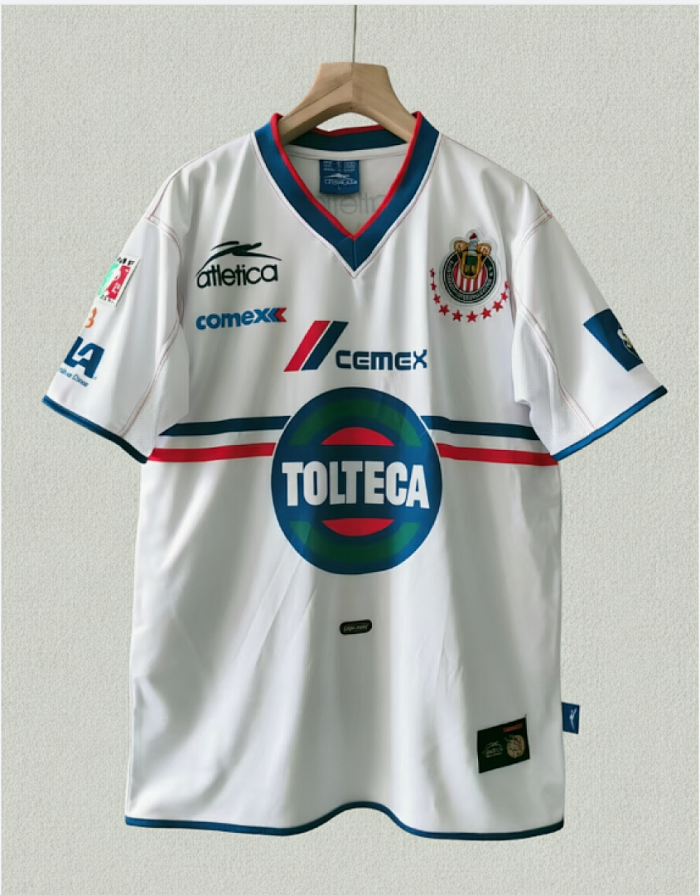 Retro Camisetas de Futbol 2001-2002 Chivas Away White Vintage Soccer Jersey