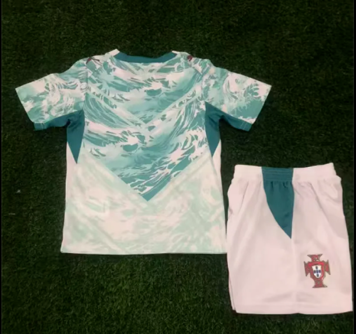 Youth Uniform Kids Kit 2026 Portugal Away Soccer Jersey Shorts Child Football Set