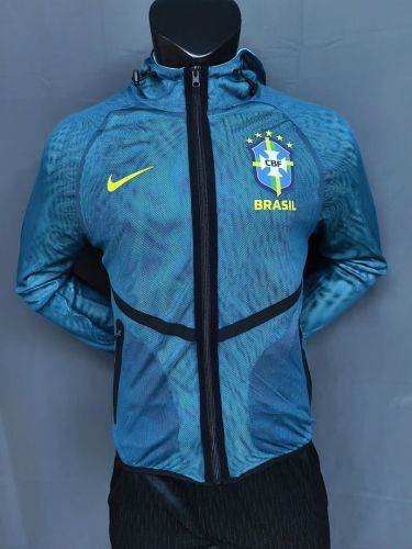 2026-2027 Brazil Blue World Cup Mesh Anthem Jacket Brasil Soccer Windbreaker Jacket Football Jacket
