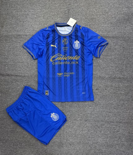 Adult Uniform 2025-2026 Chivas Third Away Blue Soccer Jersey Shorts Football Kit