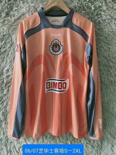 with FMF Patch Long Sleeve Retro Jersey 2006-2007 Chivas Away Soccer Jersey Vintage Football Shirt