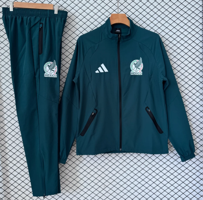 2026 Mexico Dark Green Soccer Windbreaker Jacket Football Jacket and Pants