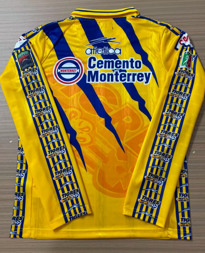Long Sleeve Retro Jersey 1997-1998 Tigres UANL Home Soccer Jersey Vintage Football Shirt