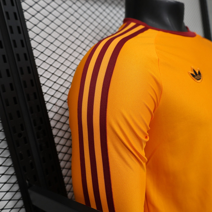 Long Sleeve Fan Version 2025-2026 As Roma Orange originals Soccer Jersey Football Shirt