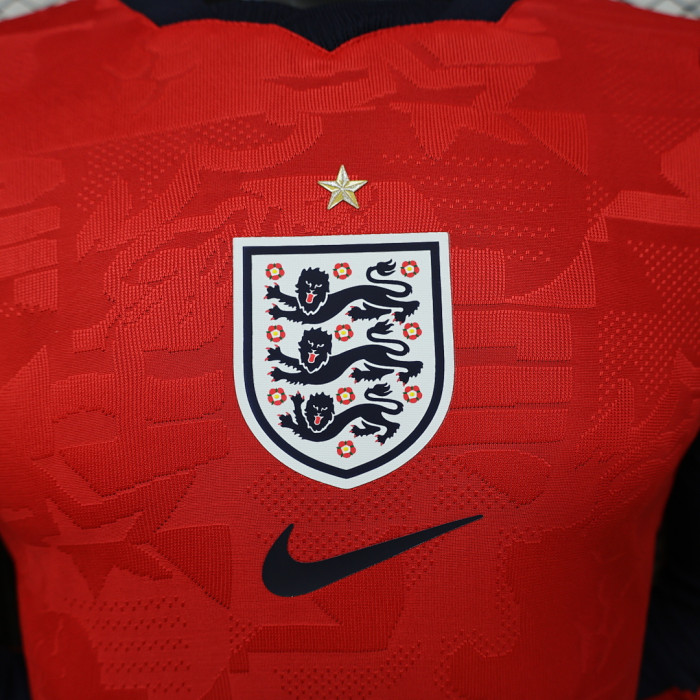 Long Sleeve Player Version 2026 England Away Red Soccer Jersey Football Shirt