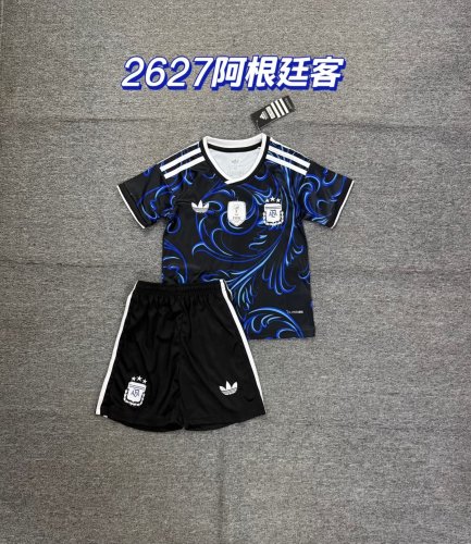 with FIFA 2022 World Champions Patch Youth Uniform Kids Kit Argentina 2026 Away Soccer Jersey Shorts Child Football Set