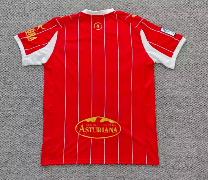 with LFP Patch Fans Version 2025-2026 Sporting Gijon Retro Model Soccer Jersey Football Shirt