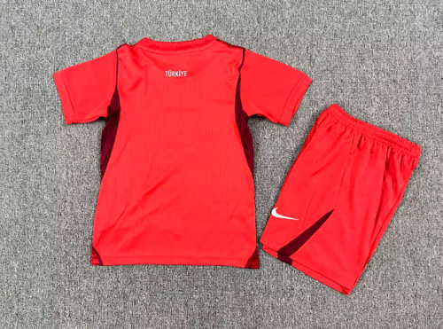 Youth Uniform Kids Kit 2026 Turkey Away Red Soccer Jersey Shorts Child Football Set