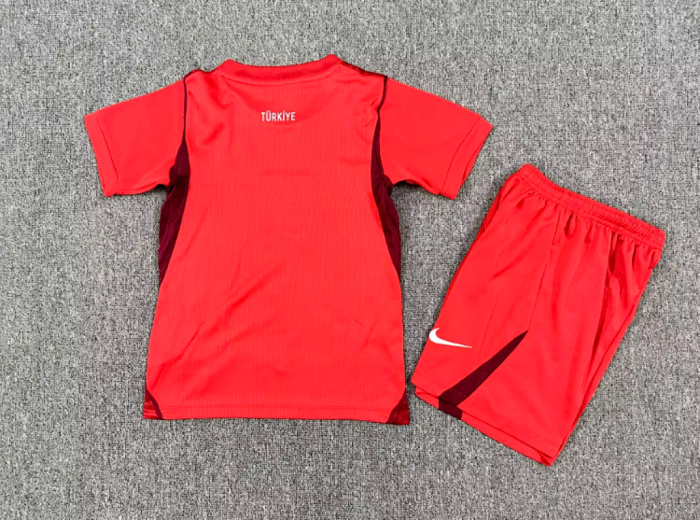 Youth Uniform Kids Kit 2026 Turkey Away Red Soccer Jersey Shorts Child Football Set