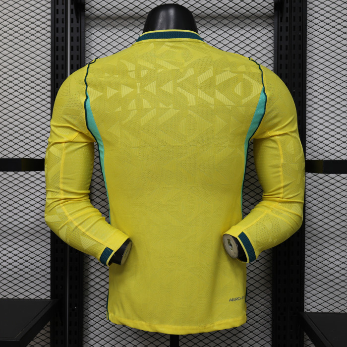 Long Sleeve Player Version 2026 Brazil Home Soccer Jersey Brasil Football Shirt