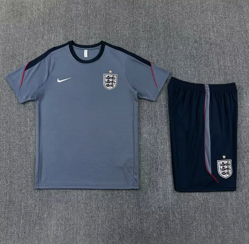 Adult Uniform 2026 England Grey Soccer Training Jersey and Shorts Football Kits