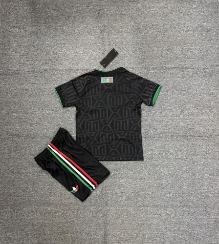 Youth Uniform Kids Kit 2026 Mexico Third Away Black Soccer Jersey Shorts Child Football Set