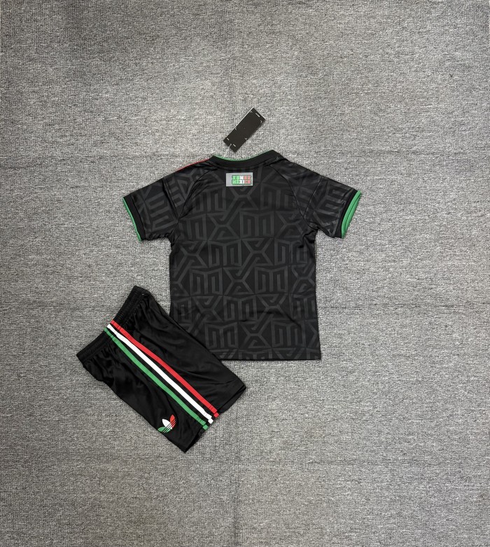 Youth Uniform Kids Kit 2026 Mexico Third Away Black Soccer Jersey Shorts Child Football Set